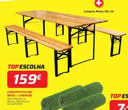 Bricomarché Conjunto pic-nic mesa + 2 bancos promoção