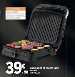E.Leclerc Grelhador de placas inox flama promoção
