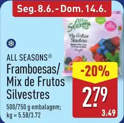 ALDI ALL SEASONS Framboesas/ Mix de Frutos Silvestres promoção