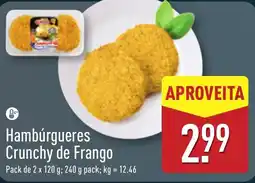 ALDI Hambúrgueres Crunchy de Frango promoção