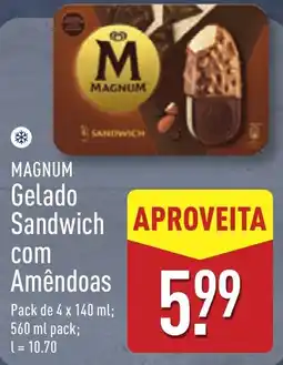 ALDI MAGNUM Gelado Sandwich com Amêndoas promoção