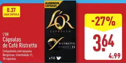 ALDI L'OR Cápsulas de Café Ristretto promoção