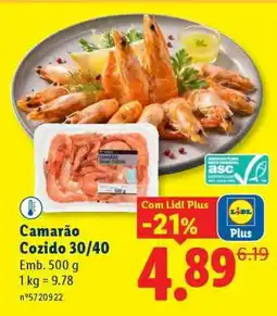 Lidl Camarão Cozido 30/40 promoção