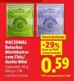 Lidl NACIONAL Bolachas Marinheiras com Chia/Azeite Mini promoção