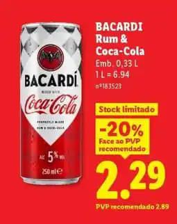 Lidl BACARDI Rum & Coca-Cola promoção
