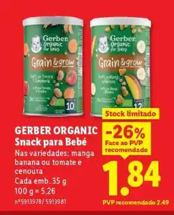 Lidl GERBER ORGANIC Snack para Bebé promoção