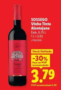 Lidl SOSSEGO Vinho Tinto Alentejano promoção