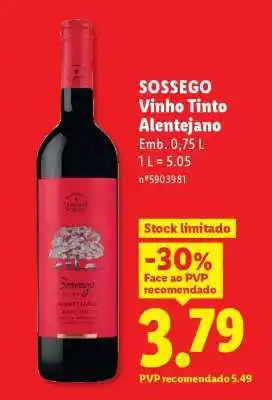 Lidl SOSSEGO Vinho Tinto Alentejano promoção