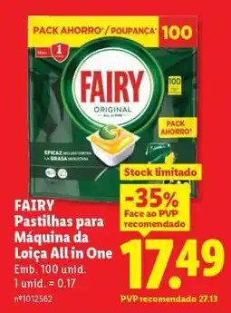 Lidl FAIRY Pastilhas para Máquina da Loiça All in One promoção
