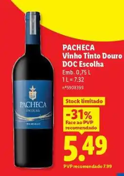Lidl Pacheca Vinho Tinto Douro DOC Escolha promoção