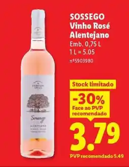 Lidl SOSSEGO Vinho Rosé Alentejano promoção