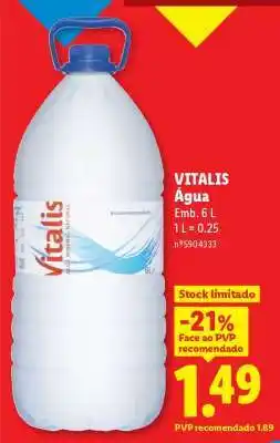 Lidl Vitalis Água promoção