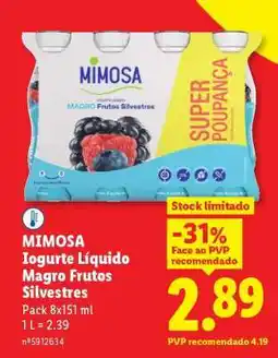 Lidl MIMOSA Iogurte Líquido Magro Frutos Silvestres promoção