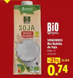 Lidl Vemondo Bio Bebida de Soja promoção