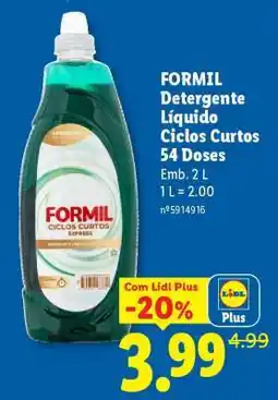 Lidl FORMIL Detergente Líquido Ciclos Curtos 54 Doses promoção