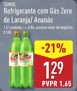 ALDI SUMOL Refrigerante com Gás Zero de Laranja/ Ananás promoção