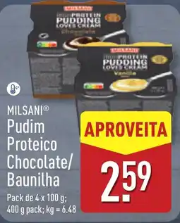 ALDI MILSANI Pudim Proteico Chocolate/ Baunilha promoção