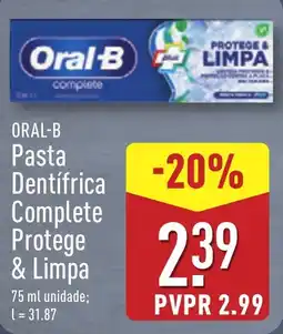 ALDI ORAL-B Pasta Dentífrica Complete Protege & Limpa promoção