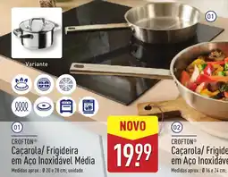 ALDI CROFTON Caçarola/ Frigideira em Aço Inoxidável Média promoção