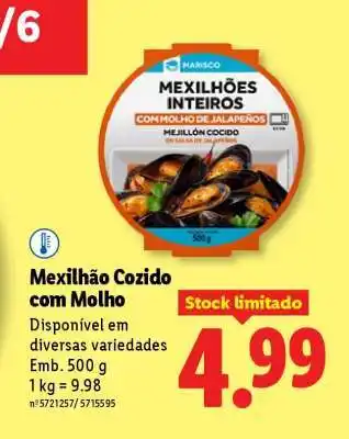 Mexilhão Cozido com Molho