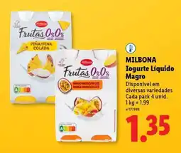Lidl MILBONA Iogurte Líquido Magro promoção