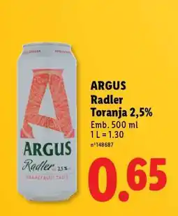 Lidl ARGUS Radler Toranja 2,5% promoção