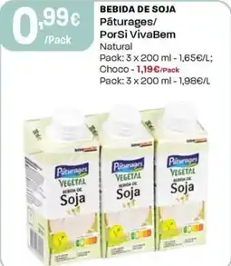 Intermarché Bebida de soja Pâturages/ Porsi VivaBem Natural promoção