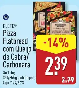 ALDI FLETE Pizza Flatbread com Queijo de Cabra/ Carbonara promoção