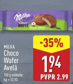 ALDI MILKA Choco Wafer Avelã promoção