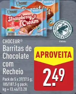 ALDI CHOCEUR Barritas de Chocolate com Recheio promoção