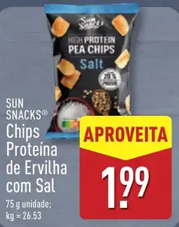 ALDI SUN SNACKS Chips Proteína de Ervilha com Sal promoção