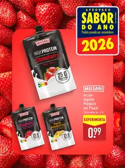 ALDI MILSANI logurte Proteico em Pouch promoção