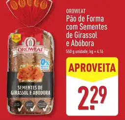 ALDI OROWEAT Pão de Forma com Sementes de Girassol e Abóbora promoção