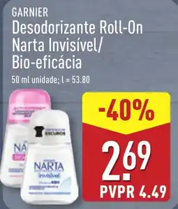 ALDI GARNIER Desodorizante Roll-On Narta Invisível/ Bio-eficácia promoção