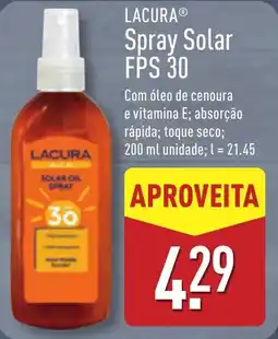 ALDI LACURA Spray Solar FPS 30 promoção