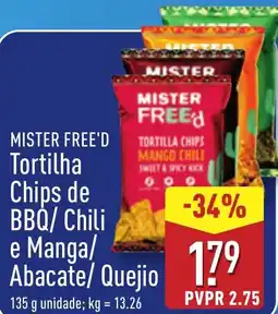 ALDI MISTER FREE'D Tortilha Chips de BBQ/ Chili e Manga/ Abacate/ Quejio promoção