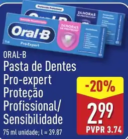 ALDI ORAL-B Pasta de Dentes Pro-expert Proteção Profissional/ Sensibilidade promoção