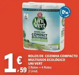 E.Leclerc Rolos de cozinha compacto multiusos ecológico uni vert promoção