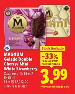 Lidl MAGNUM Gelado Double Cherry/ Mini White Strawberry promoção
