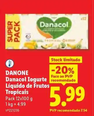 Lidl DANONE Danacol Iogurte Líquido de Frutos Tropicais promoção
