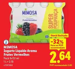 Lidl MIMOSA Iogurte Líquido Aroma Frutos Vermelhos promoção