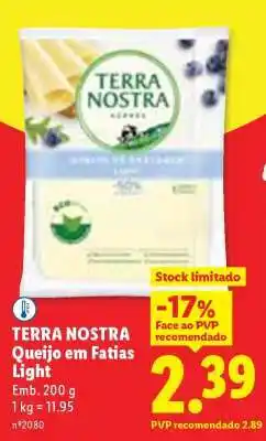 Lidl TERRA NOSTRA Queijo em Fatias Light promoção