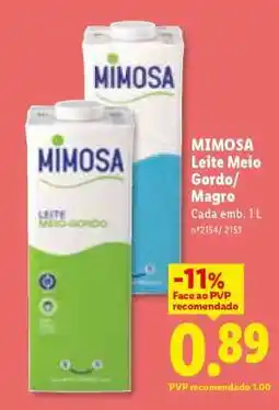 Lidl MIMOSA Leite Meio Gordo/Magro promoção