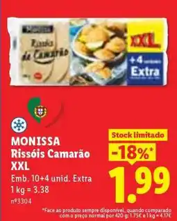 Lidl MONISSA Rissóis Camarão XXL promoção