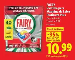 Lidl FAIRY Pastilha para Máquina da Loiça Platinum Plus promoção
