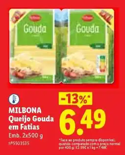 Lidl Milbona Queijo Gouda em Fatias promoção