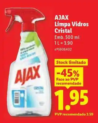 Lidl Ajax Limpa Vidros Cristal promoção