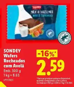 Lidl SONDEY Wafers Recheados com Avelã promoção