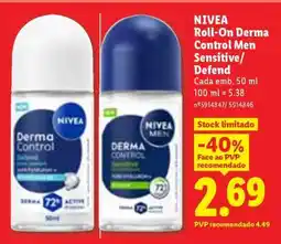 Lidl NIVEA Roll-On Derma Control Men Sensitive/Defend promoção