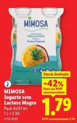Lidl MIMOSA Iogurte sem Lactose Magro promoção